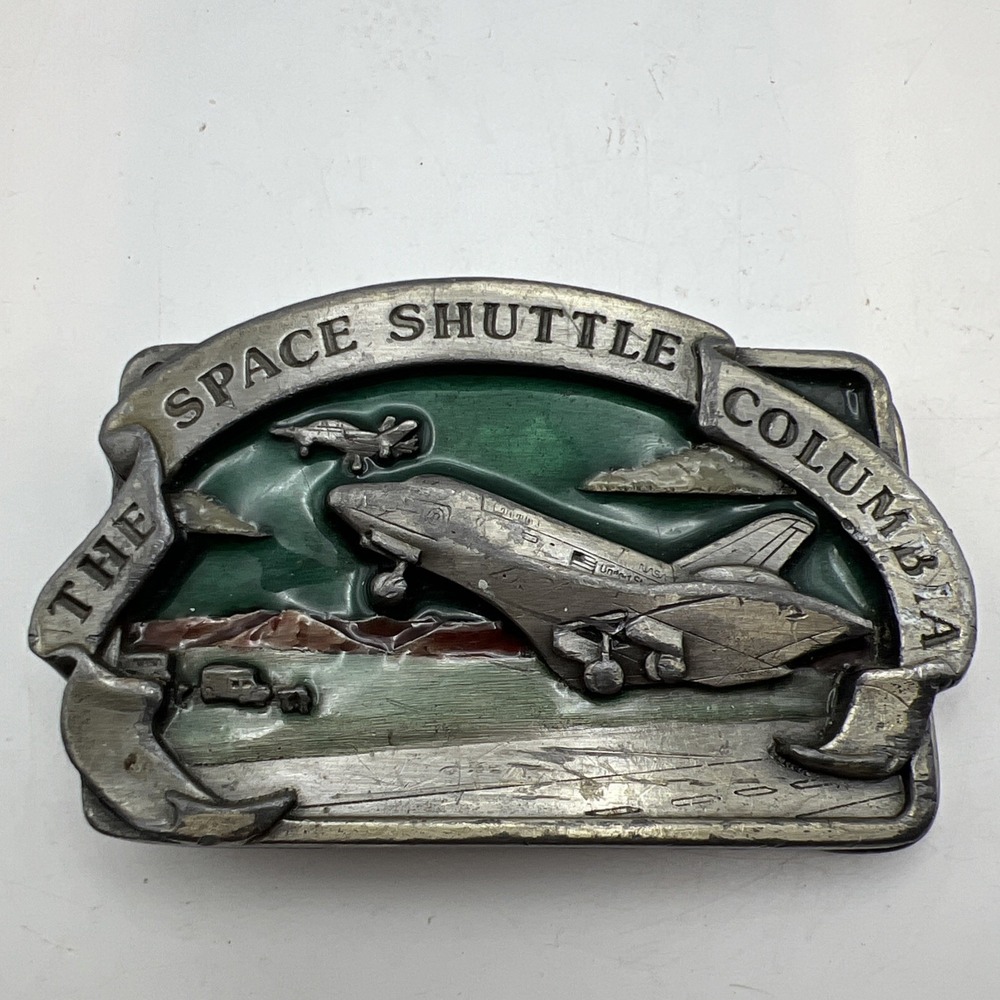 BELT BUCKLE: Space Shuttle Columbia, 1982 Bergamot Brass Works